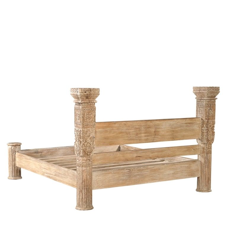 Grand lit indien en bois recyclé INDIA 180x200cm