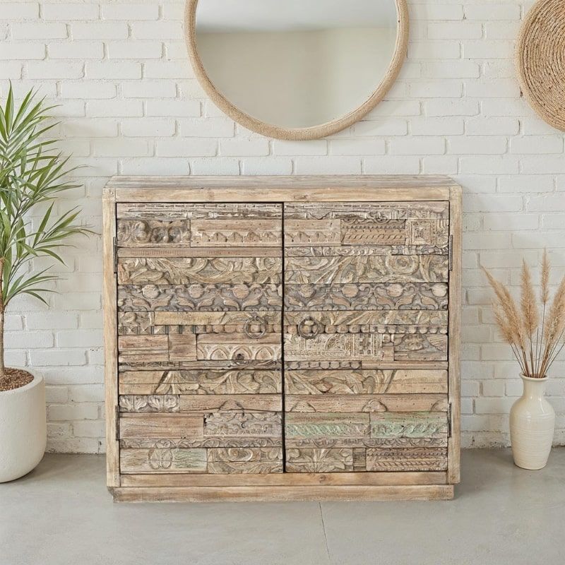 Buffet ethnique indien bois recyclé INDIA 104cm