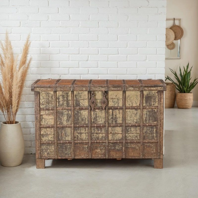 Grand coffre console indien ancien INDIA 135cm