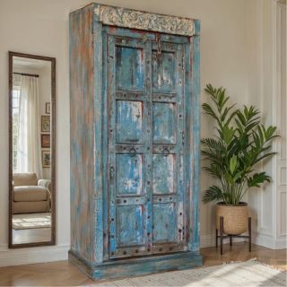 Armoire indienne bois coloré massif 96cm INDIA