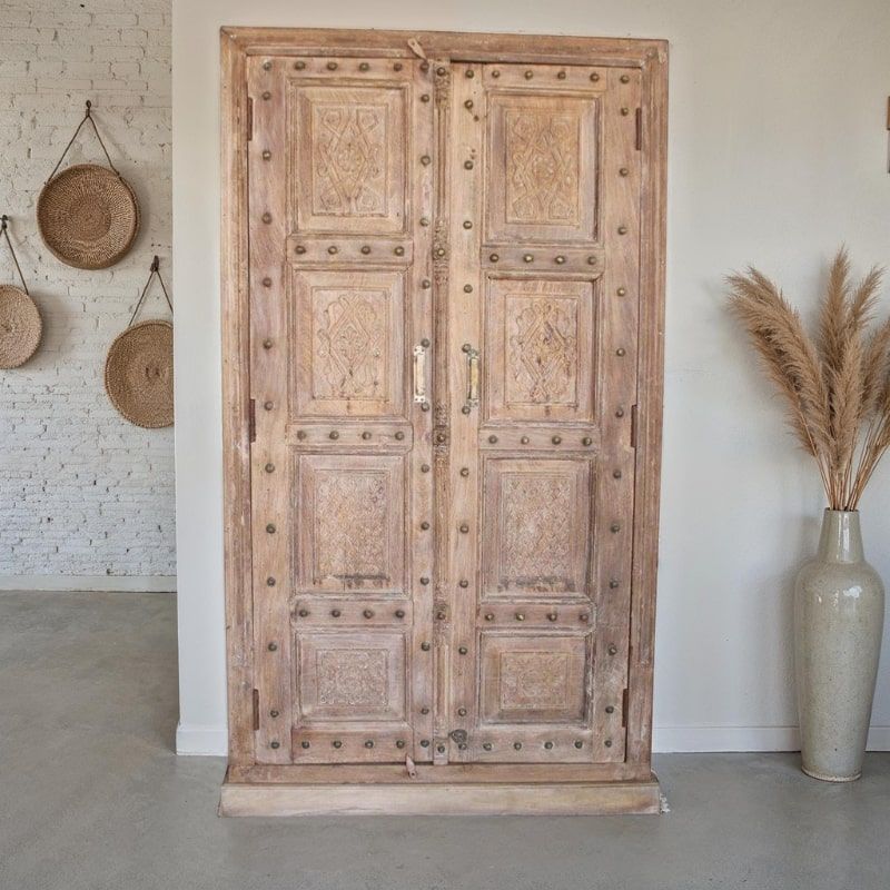 Armoire indienne bois massif ancien 110cm INDIA