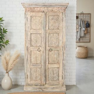 Armoire indienne ethnique en bois sculpté 117cm INDIA