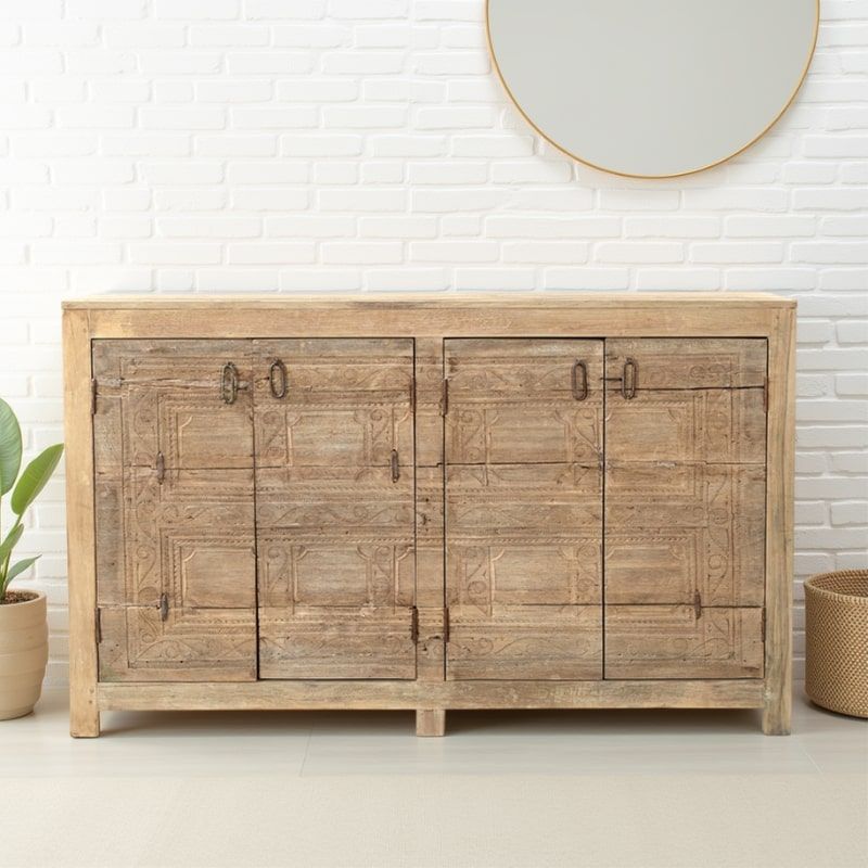 Buffet ethnique indien bois sculpté INDIA 160cm