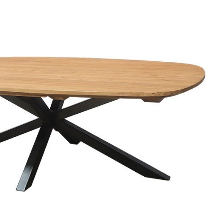 Table basse teck recyclé et métal SALVADOR 120cm ovale