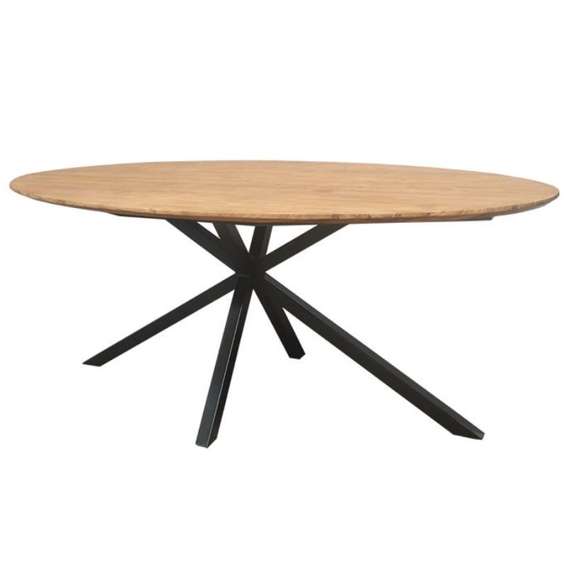 Table repas industrielle ovale teck recyclé SALVADOR 200cm