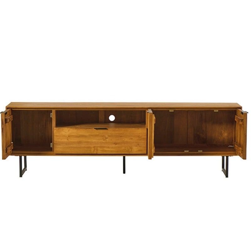 Meuble TV teck recyclé et métal SALVADOR 195cm