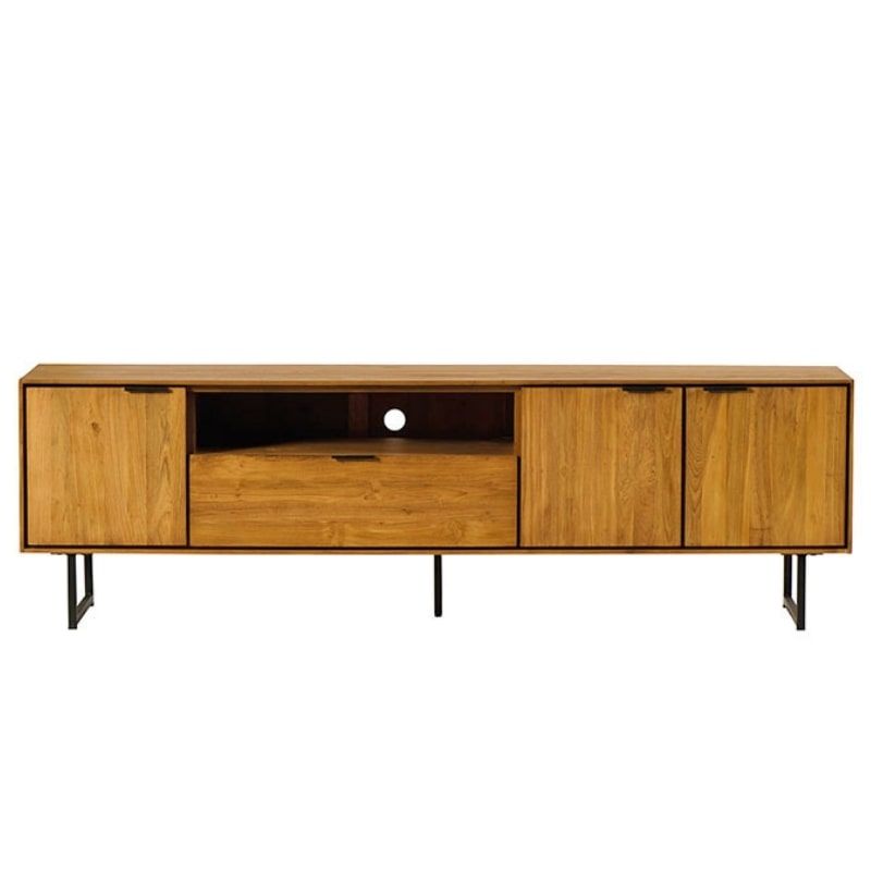 Meuble TV teck recyclé et métal SALVADOR 195cm