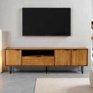 Meuble TV teck recyclé et métal SALVADOR 195cm