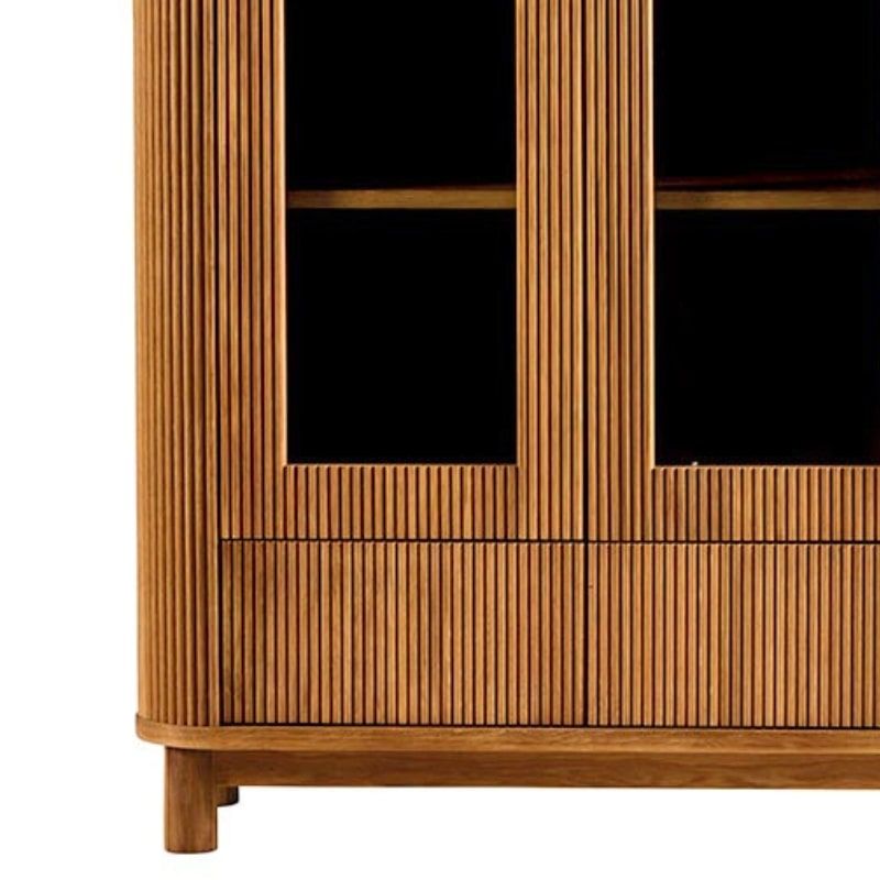 Vitrine moderne en chêne massif cannelé HOUSTON 100cm