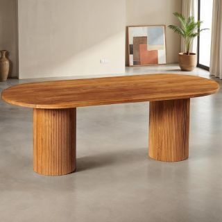 Table repas ovale en chêne massif HOUSTON 220cm