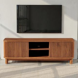 Meuble TV en chêne massif cannelé HOUSTON 150cm