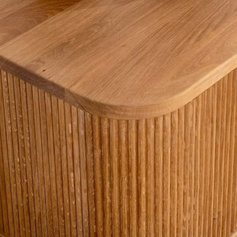 Buffet moderne en chêne massif cannelé HOUSTON 180cm