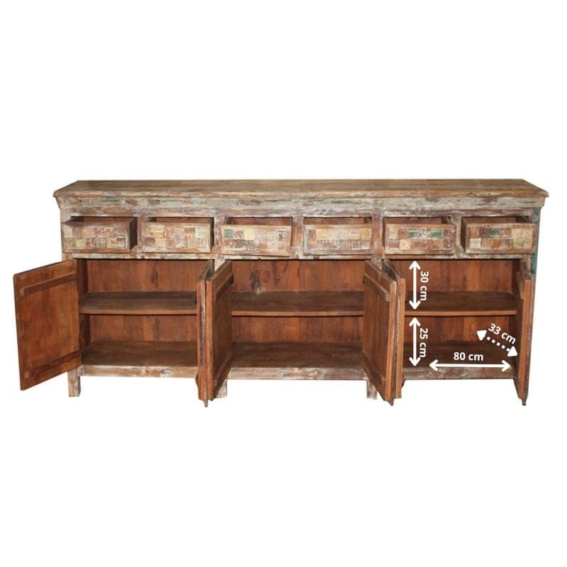 Grand buffet ethnique mosaïque bois MOZAIK 250cm