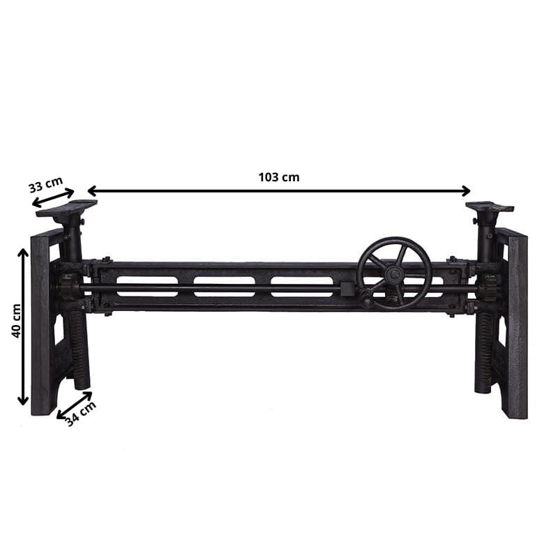 Pied de table basse fonte manivelle IRON 120cm noir