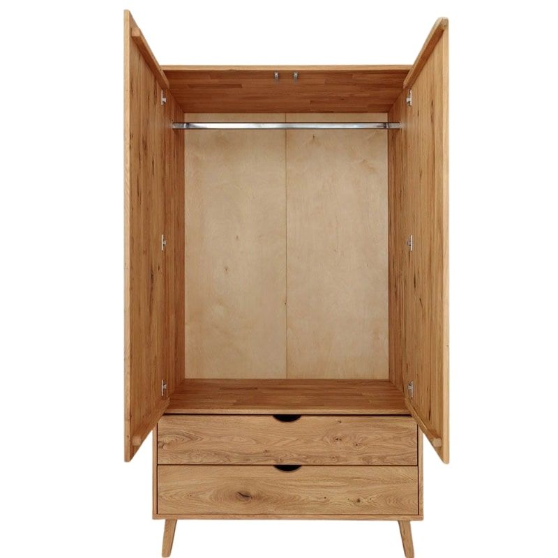 Armoire scandinave en chêne massif huilé h180cm OSLO 2 tiroirs