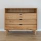 Commode scandinave en chêne massif huilé 110cm OSLO 3 tiroirs