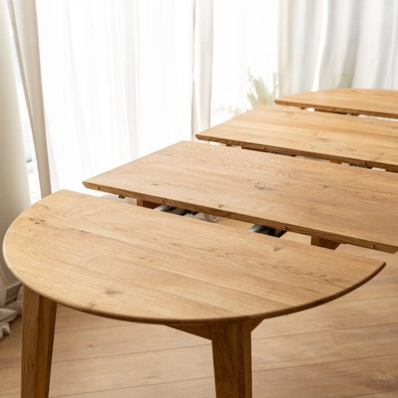 Table chêne massif ronde double extension OSLO Ø110cm