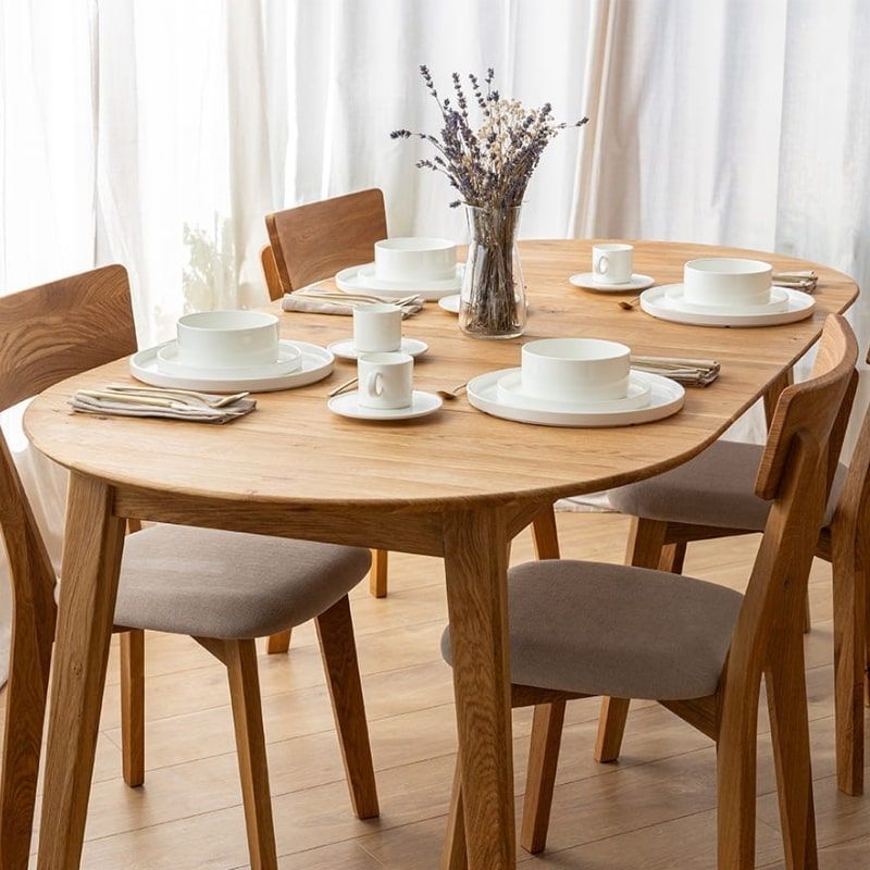 Table chêne massif ronde double extension OSLO Ø110cm