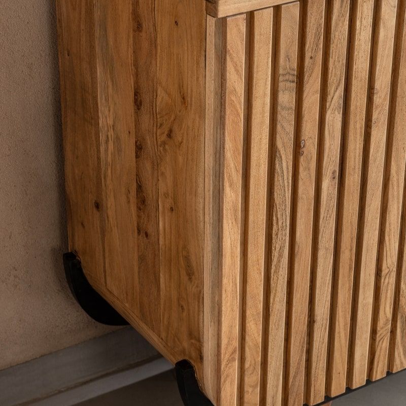 Buffet industriel acacia IRON 195cm 3 portes