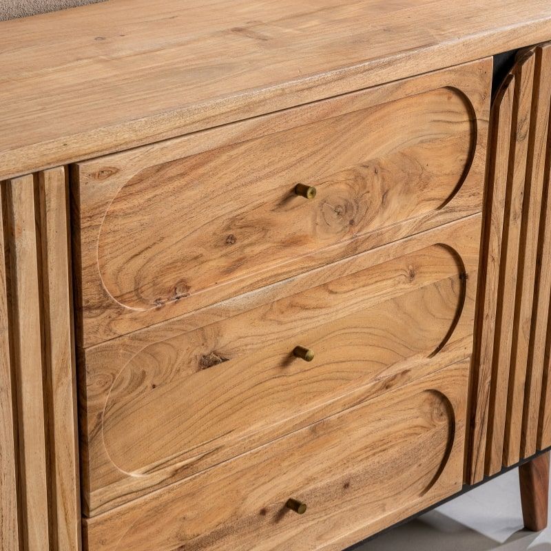 Buffet industriel acacia IRON 195cm 3 portes