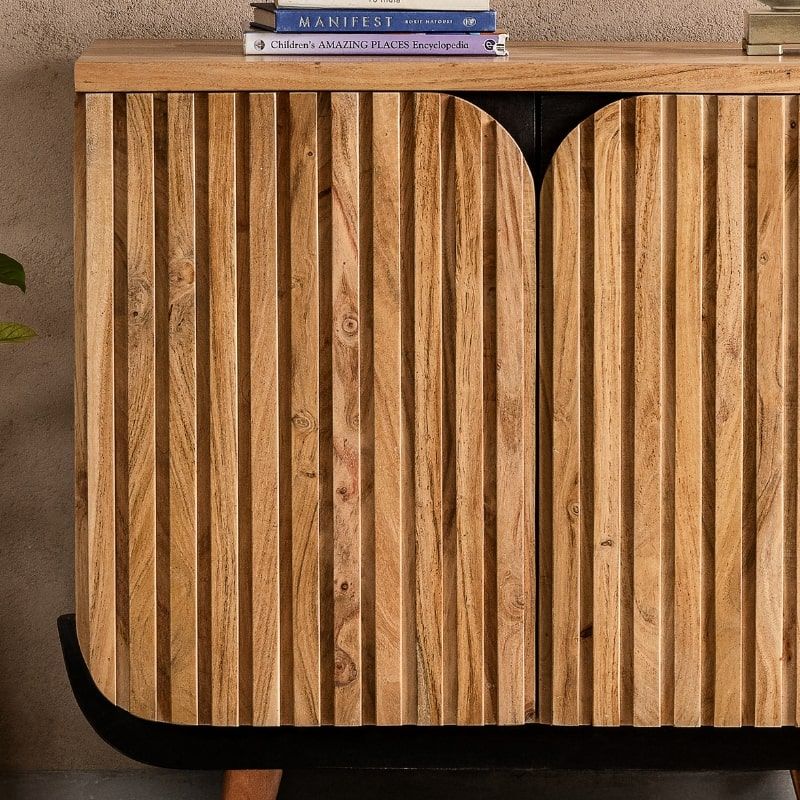 Buffet moderne acacia IRON 100cm 2 portes