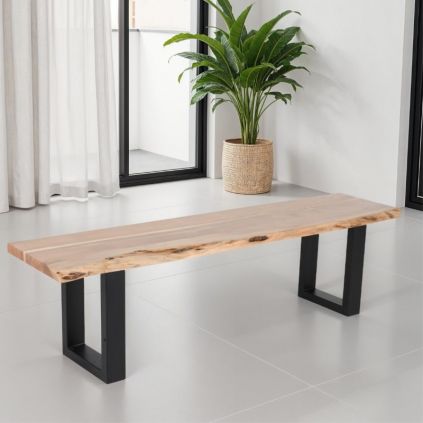 Banc industriel bois et métal acacia live edge IRON
