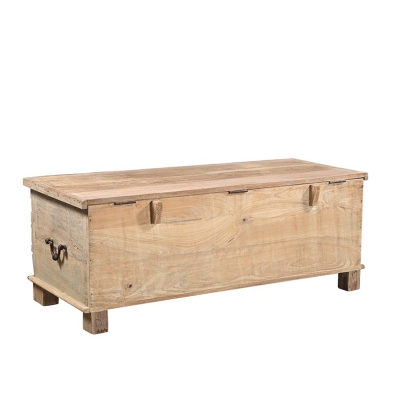 Coffre indien avec frises sculptées patine coloré 125cm INDIA