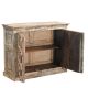 Buffet indien bois exotique sculpté 2 portes 116cm INDIA