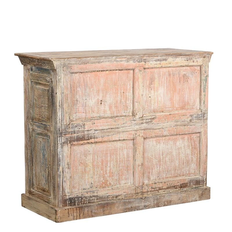 Buffet indien bois exotique sculpté 2 portes 116cm INDIA