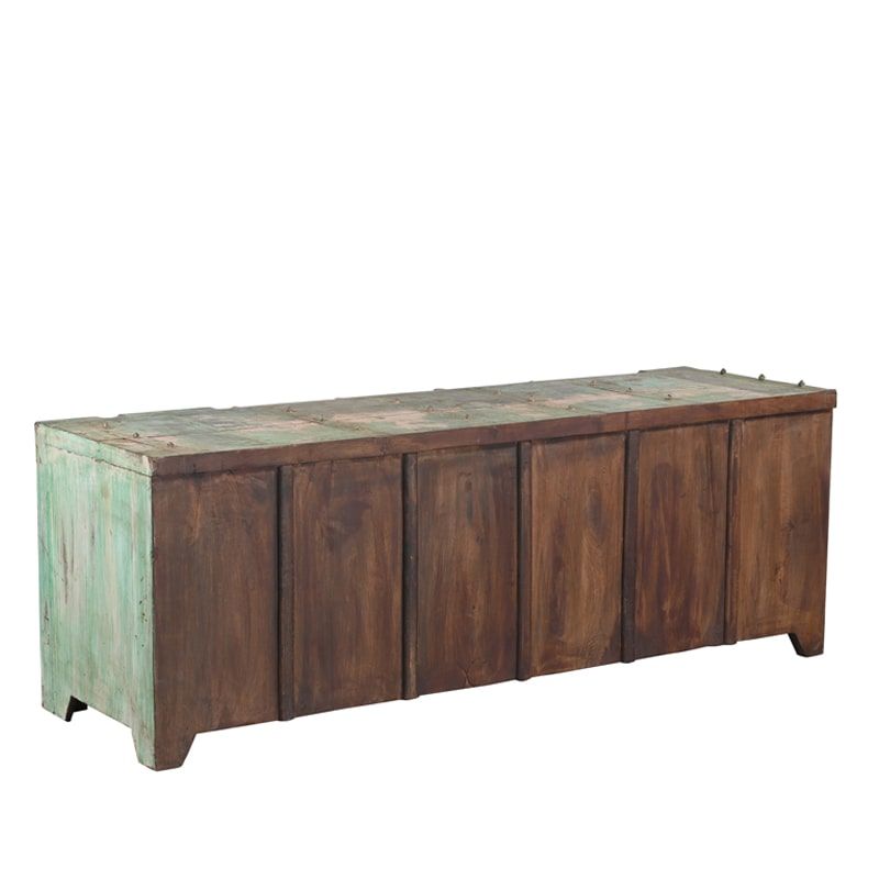 Meuble TV indien bois 180cm vert INDIA