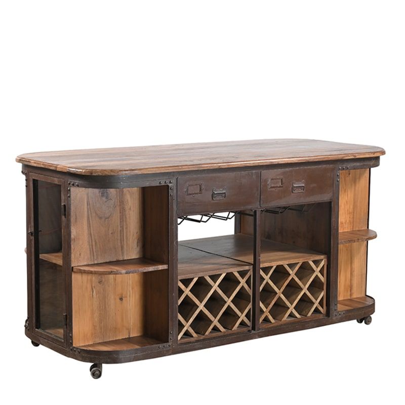 Bar indien ancien en bois 183cm INDIA