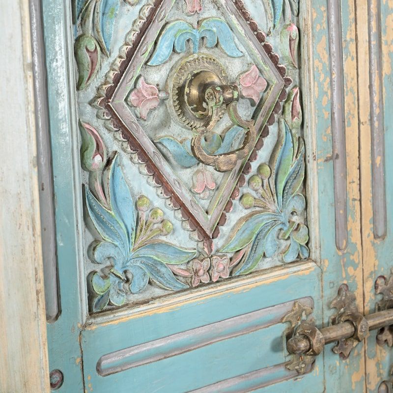Porte d'entrée indienne bois massif sculptées 221cm INDIA