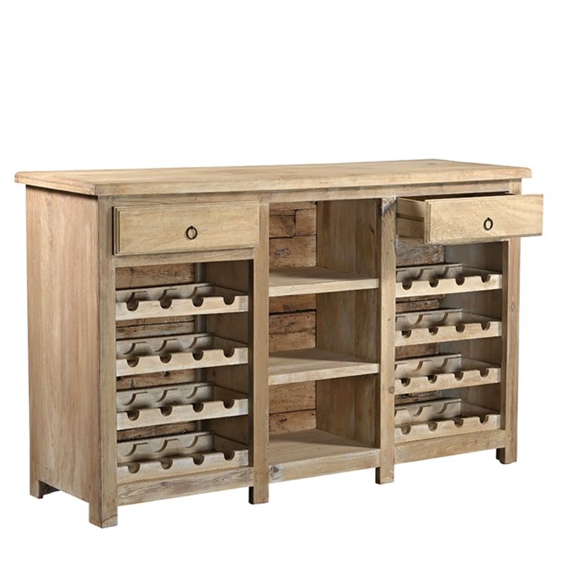 Meuble bar comptoir en bois massif 185cm INDIA