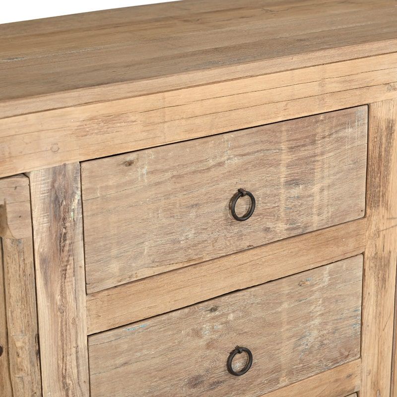 Grand buffet indien bois massif exotique 2 portes 3 tiroirs 172 cm INDIA