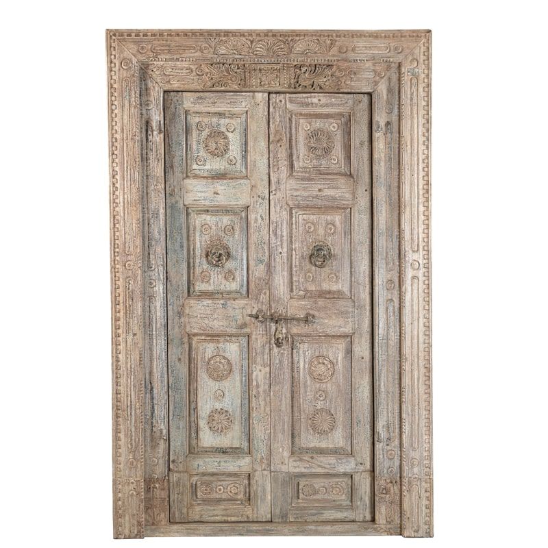 Porte indienne ancienne en bois massif recyclé 240cm INDIA