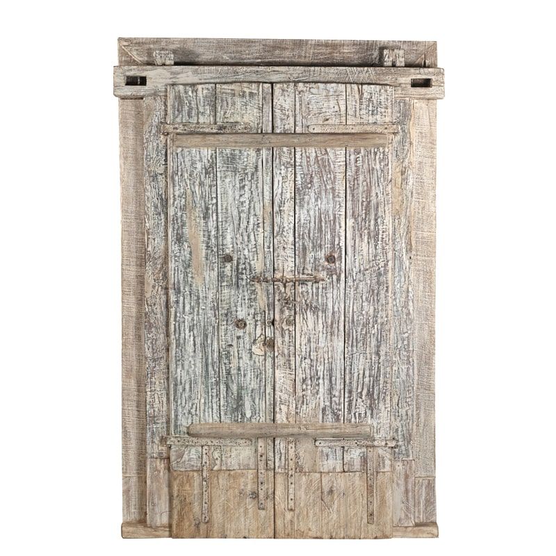 Porte indienne ancienne en bois massif recyclé 240cm INDIA