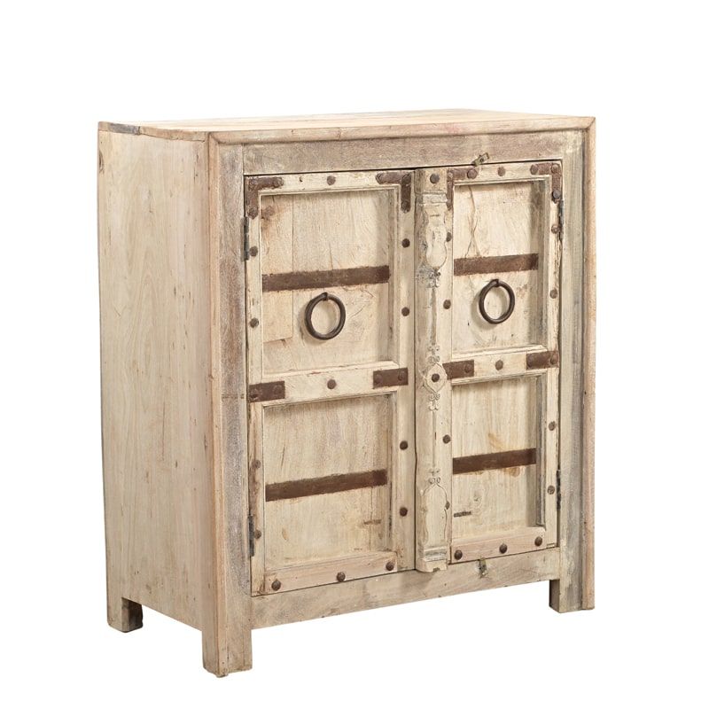 Buffet indien meuble bois massif 2 portes 86cm INDIA