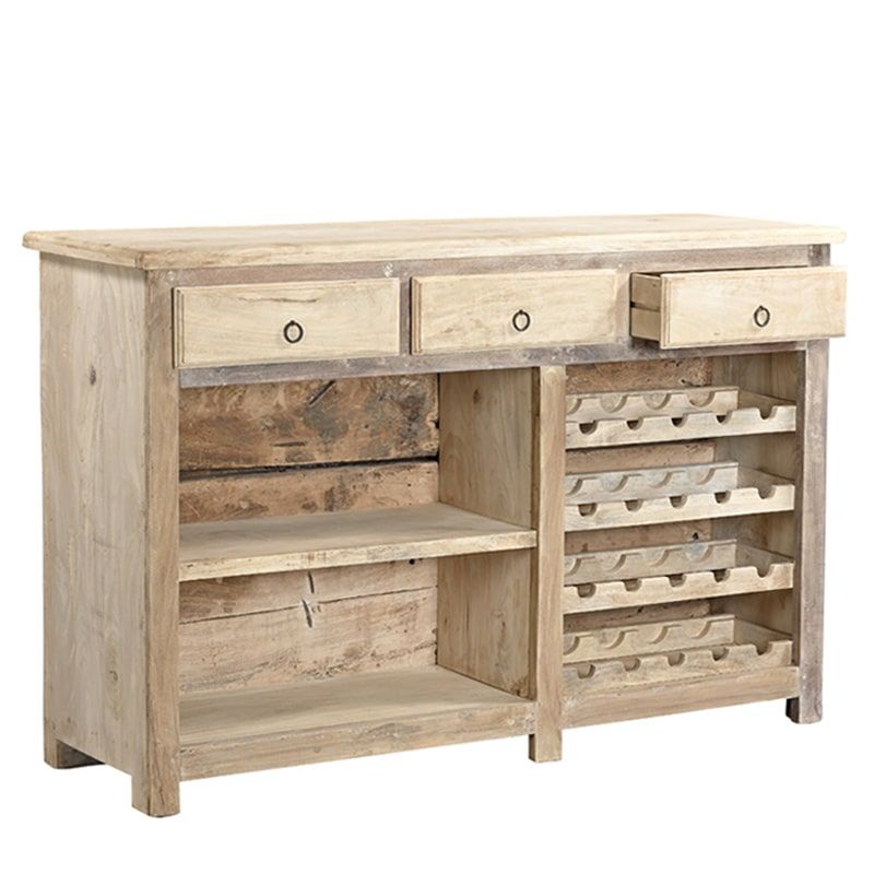 Meuble comptoir bar en bois massif recyclé 168cm INDIA