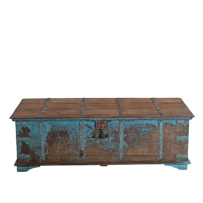 Coffre indien bas bois 153 cm INDIA