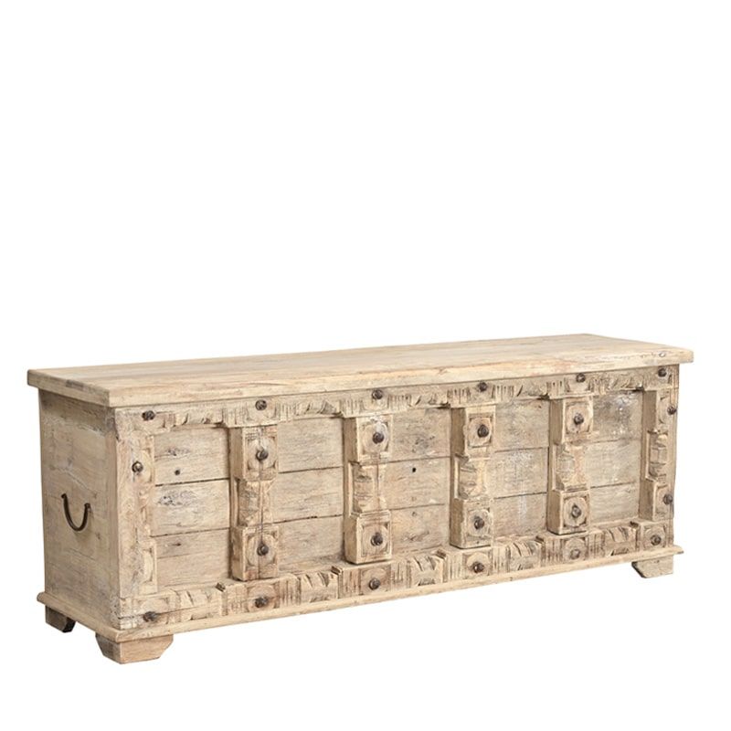 Coffre de rangement indien bois patiné 166cm INDIA