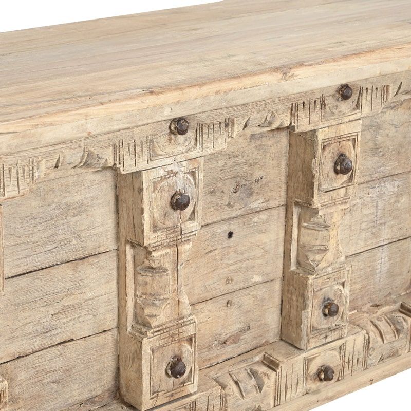 Coffre de rangement indien bois patiné 166cm INDIA