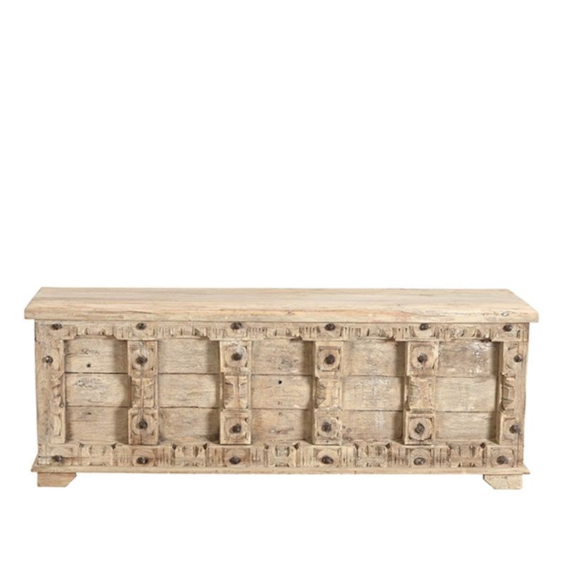 Coffre de rangement indien bois patiné 166cm INDIA