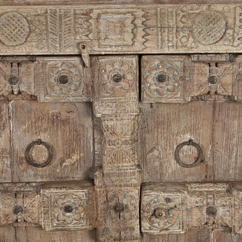 Buffet indien ethnique bois massif sculpté 114cm INDIA