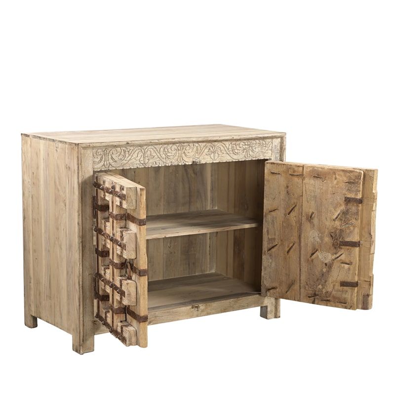 Buffet indien bois ancien 2 portes 118cm INDIA 