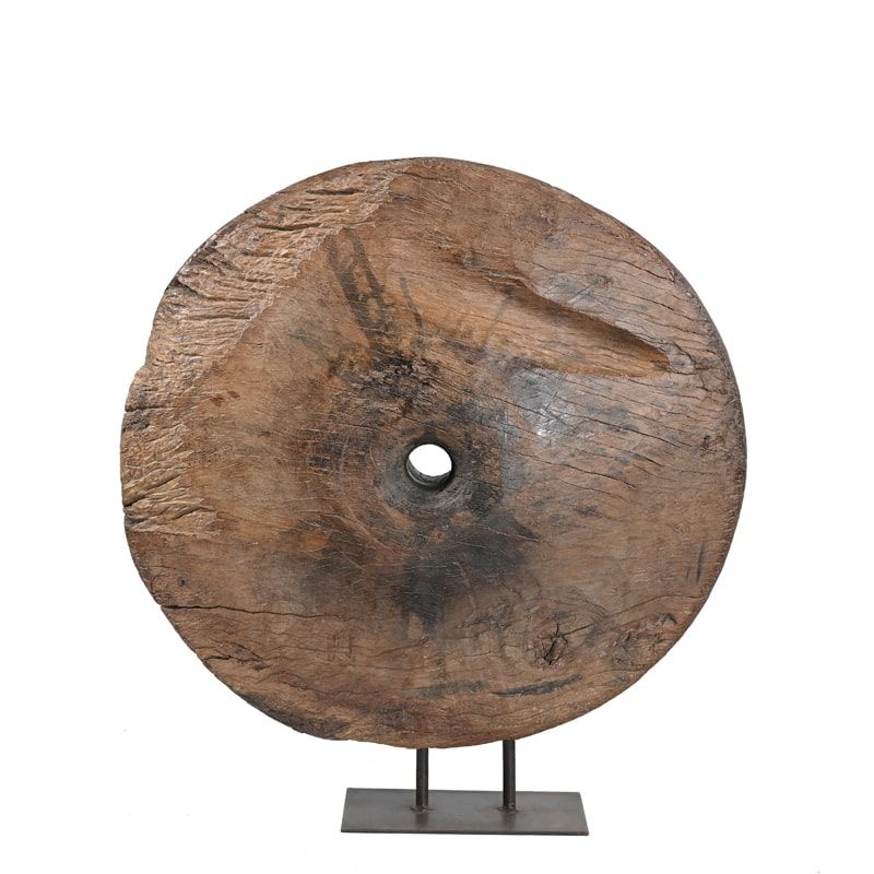 Décoration indienne roue en bois massif INDIA ~h75cm