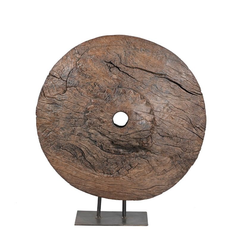 Décoration indienne roue en bois massif INDIA ~h75cm