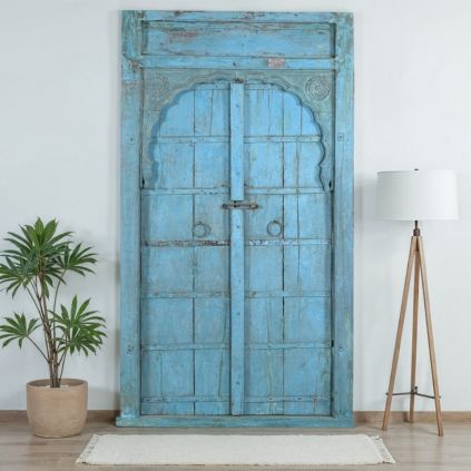 Porte indienne ancienne bois massif 125cm INDIA