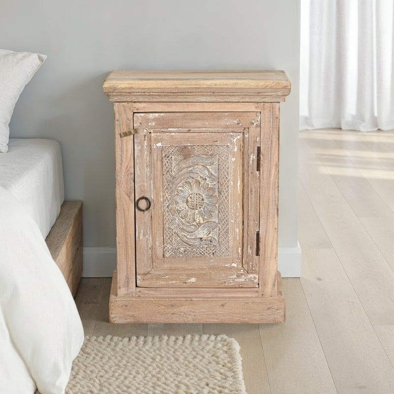 Table de chevet indien bois massif recyclé 48cm INDIA