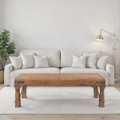 Table basse indienne bois massif recyclé 153cm INDIA
