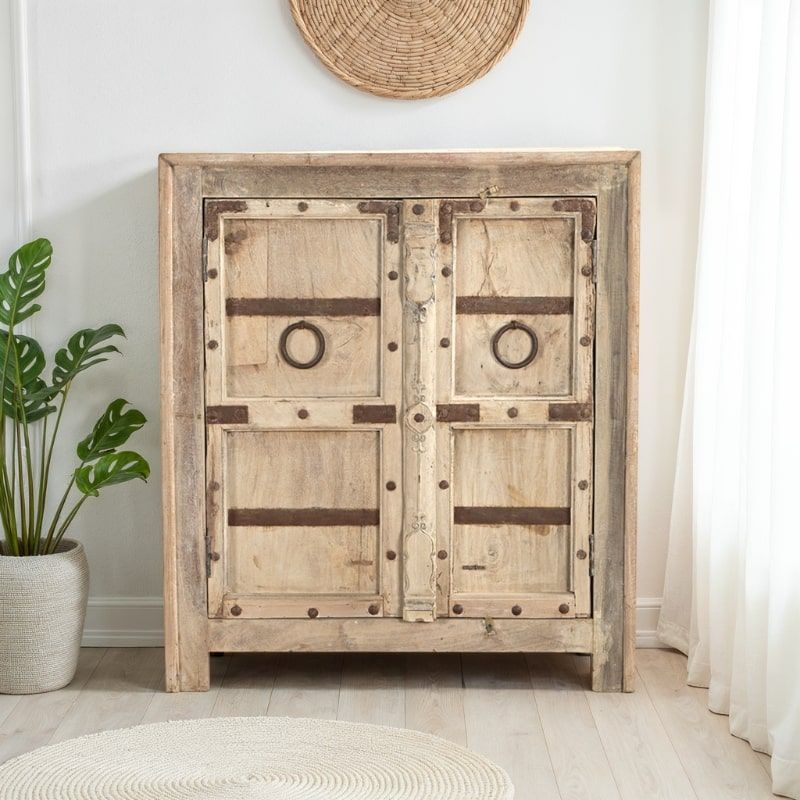 Buffet indien meuble bois massif 2 portes 86cm INDIA